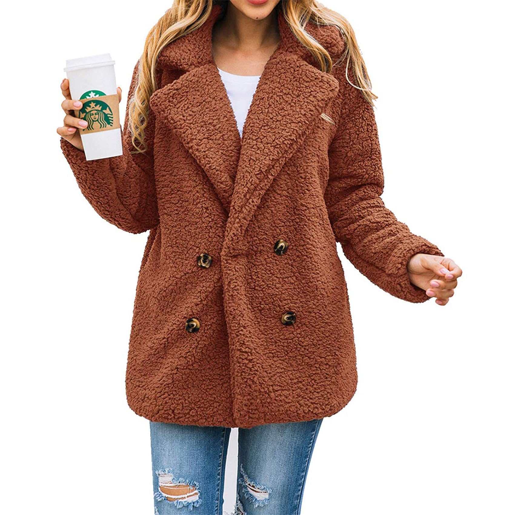 PRETTYGARDEN Women's Fashion Winter Coats Sherpa Fleece Faux Fur Shearling Oversized Trendy Jackets Warm Outerwear Clothing